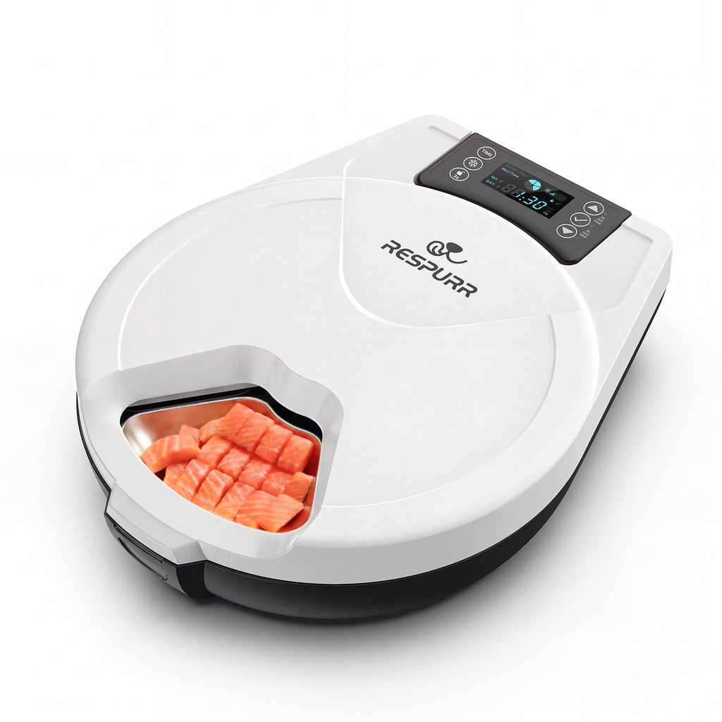 RESPURR Automatic Wet Food Cat Feeder, 3 Days 5 Freshness Meals Refrigerated Auto Cat Feeder, Semiconductor Cooling & Heating with 304 Stainless Steel Bowl, Programmable Timer Cat Food Dispenser